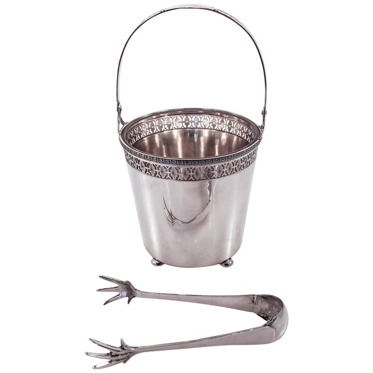 Sterling Ice Bucket and Tongs at 1stDibs