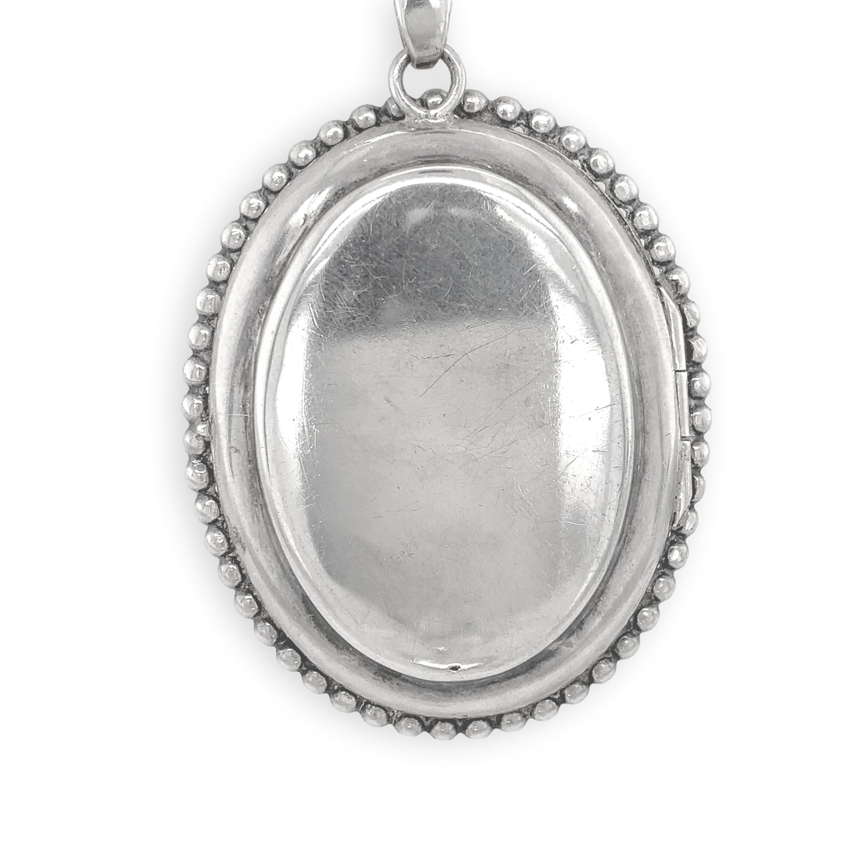 Sterling Kalo Medaillon-Halskette aus Sterling mit eingravierten Blumen und breiter Kette, handgeschmiedet 1