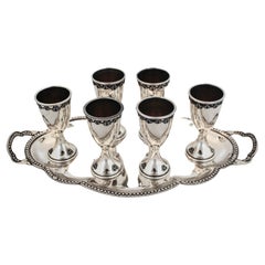 Vintage Sterling Kiddush Cordials & Tray