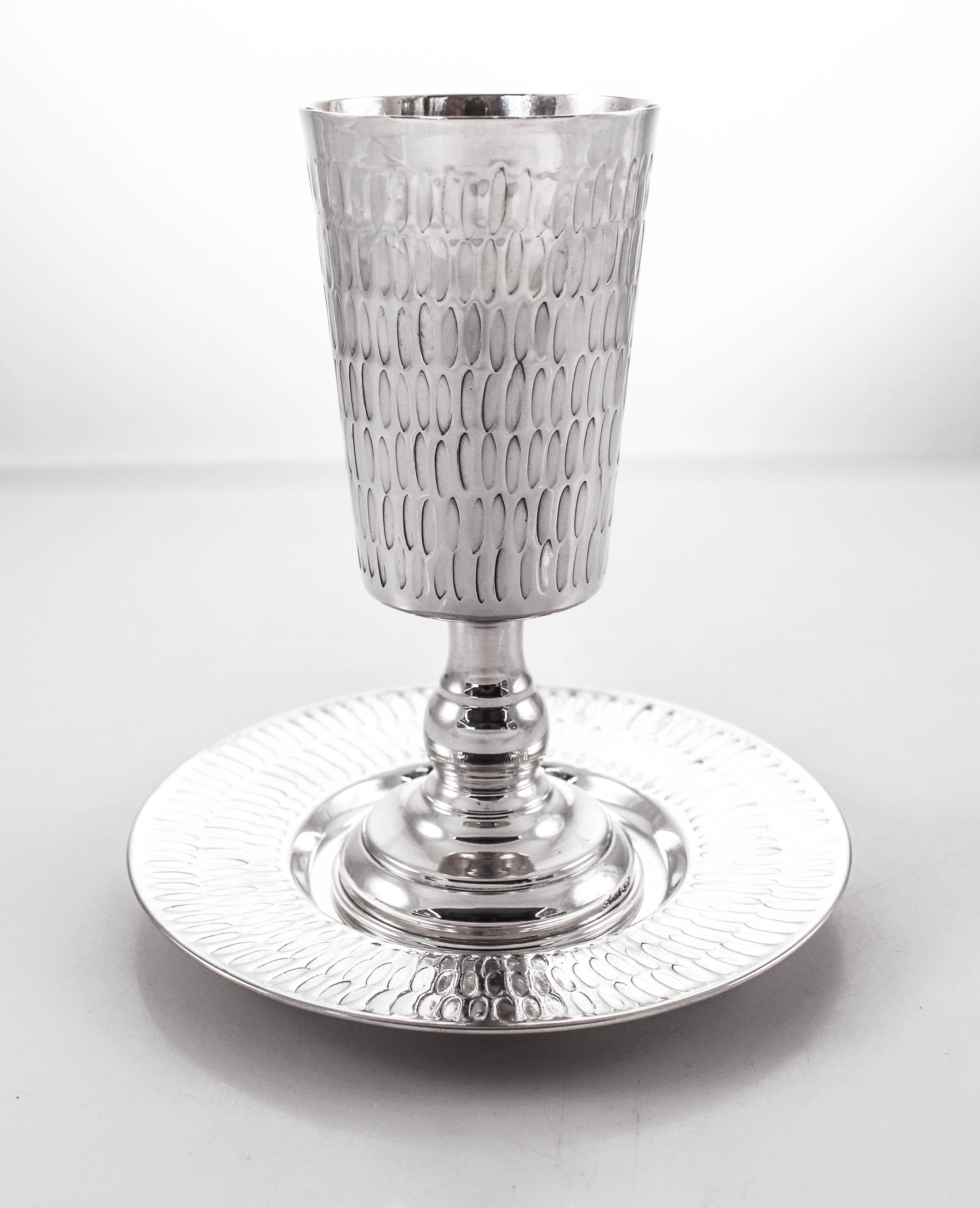 Sterling Silver Sterling Kiddush Cup and Plate For Sale