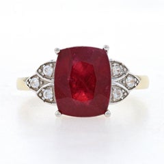 Sterling Lead Glass Filled Ruby & Topaz Ring 925 Gold Pltd Cushion 3.38ctw 6 1/4