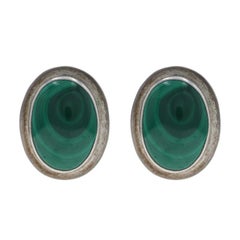Boucles d'oreilles percées Malachite Southwestern 925 Cabochon Ovale