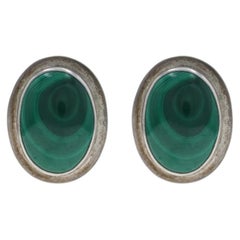 Boucles d'oreilles percées Malachite Southwestern 925 Cabochon Ovale