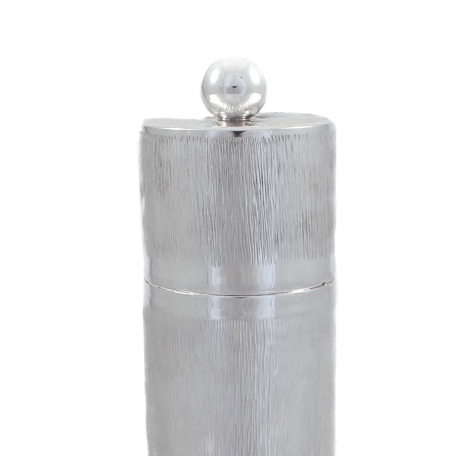 Proudly offering a sterling silver Megillah case. It’s not often we get excited by Judaica but this piece is very special. 
A Megillah is the scroll that tells the story of Esther and how she saved her people (Jews) from annihilation. The story is