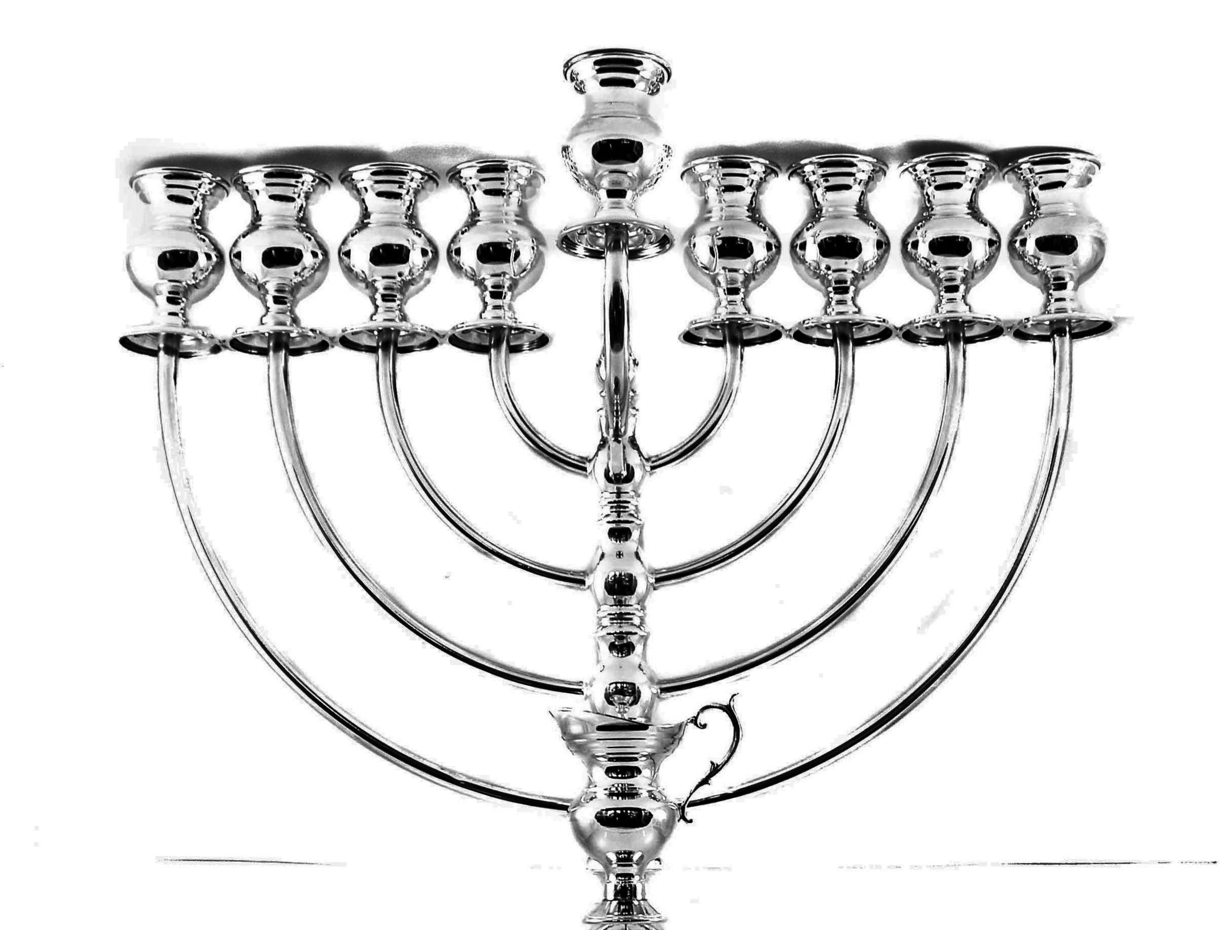 Standing tall and proud, this sterling silver menorah is so elegant. Sleek and modern in design it captures the pride and festivities of the Hanukkah. Either for your synagogue or home, this piece will shine brightly for eight days. After the