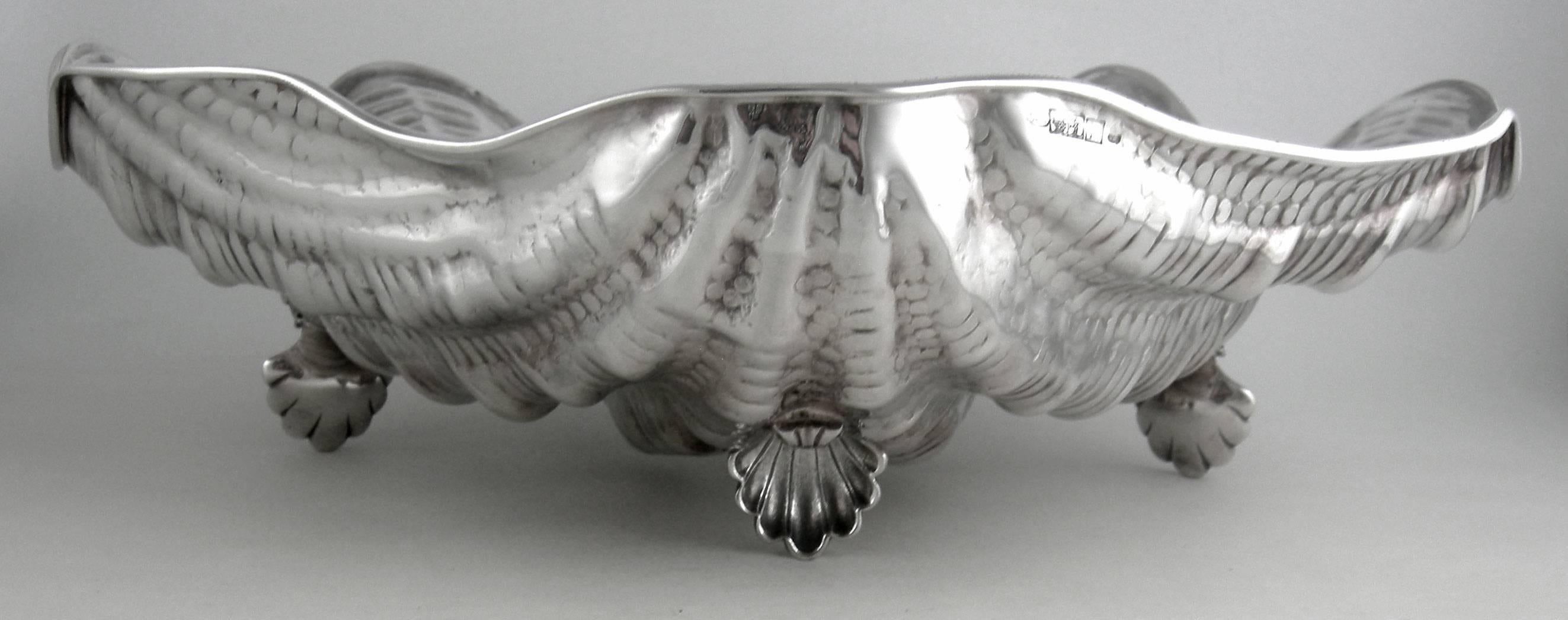 20th Century Sterling Messulan Giant Footed Clam Shell Dish