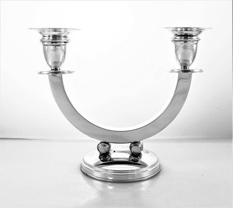 Sterling Midcentury Pair of Candelabras In Excellent Condition For Sale In Brooklyn, NY