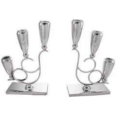 Candelabros de tres brazos Sterling Midcentury