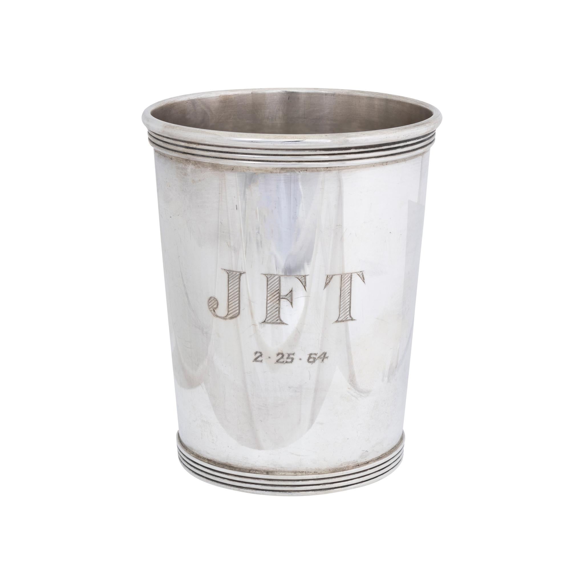 Sterling Mint Julep Cups and Tray For Sale 2