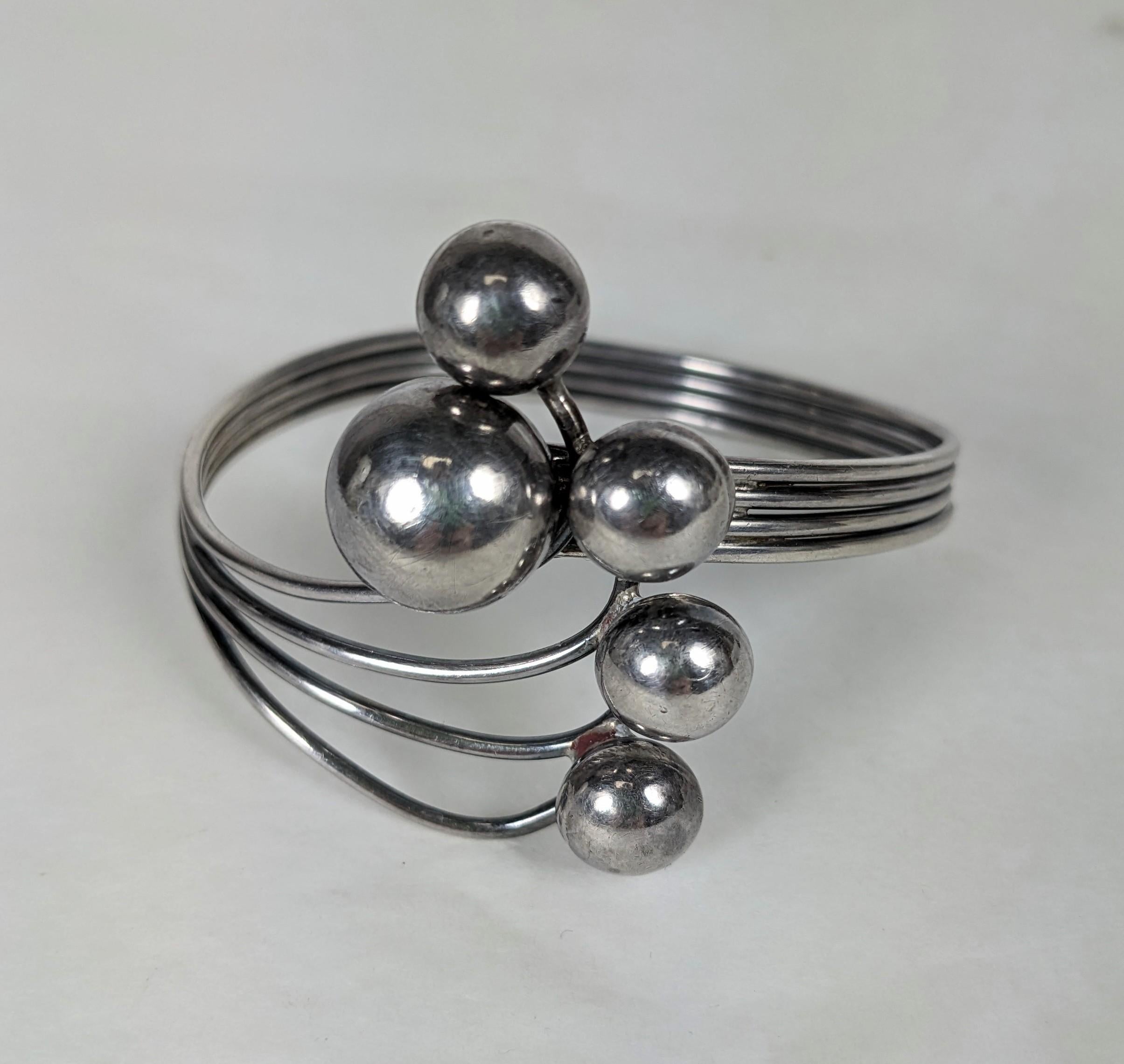 Sterling Modernist Clamper Bracelet In Good Condition For Sale In New York, NY