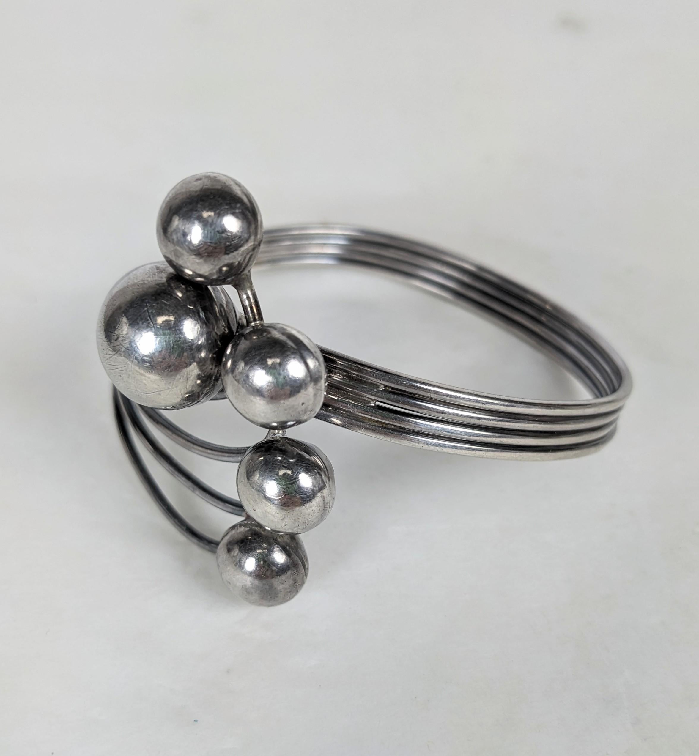 Women's or Men's Sterling Modernist Clamper Bracelet For Sale