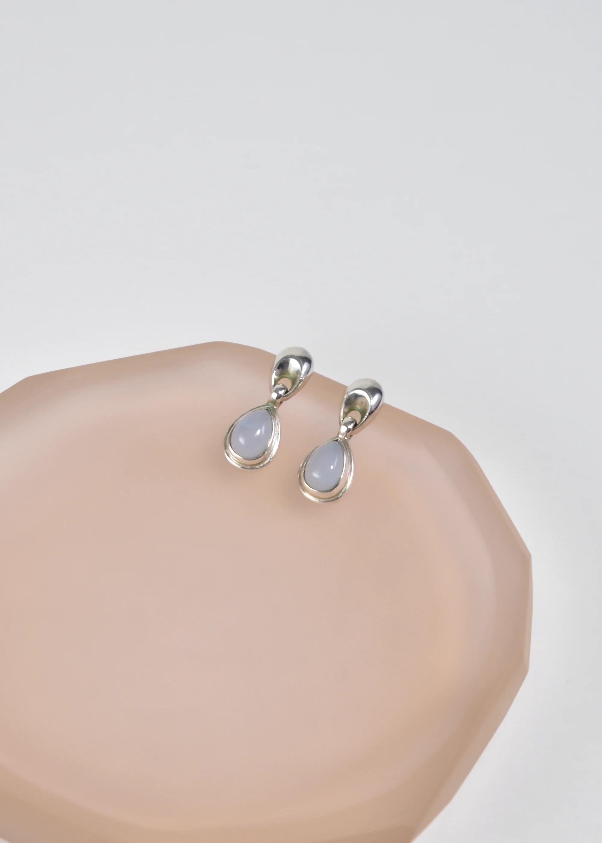 Cabochon Sterling Moonstone Earrings