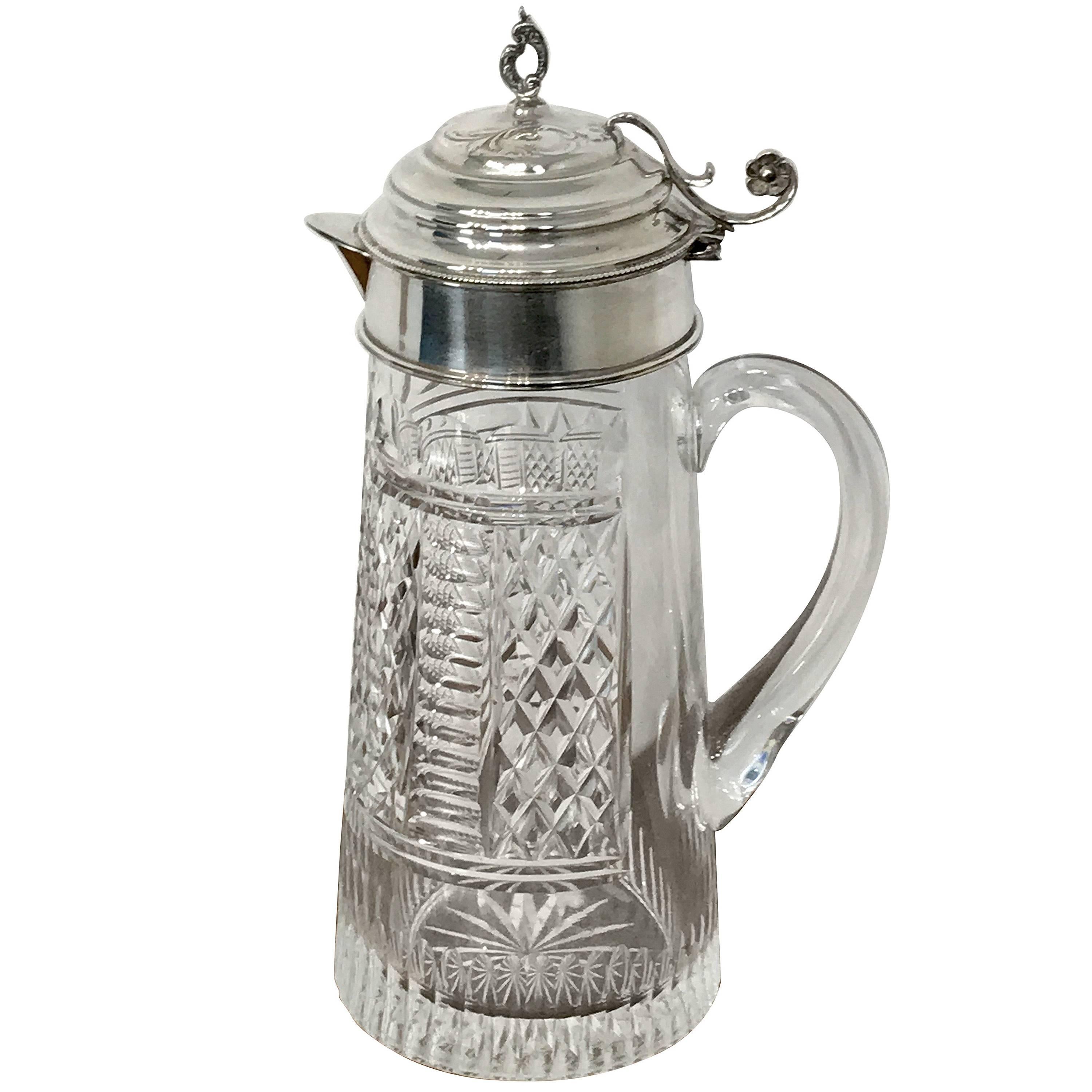 Sterling Mounted Cut Glass Claret Jug