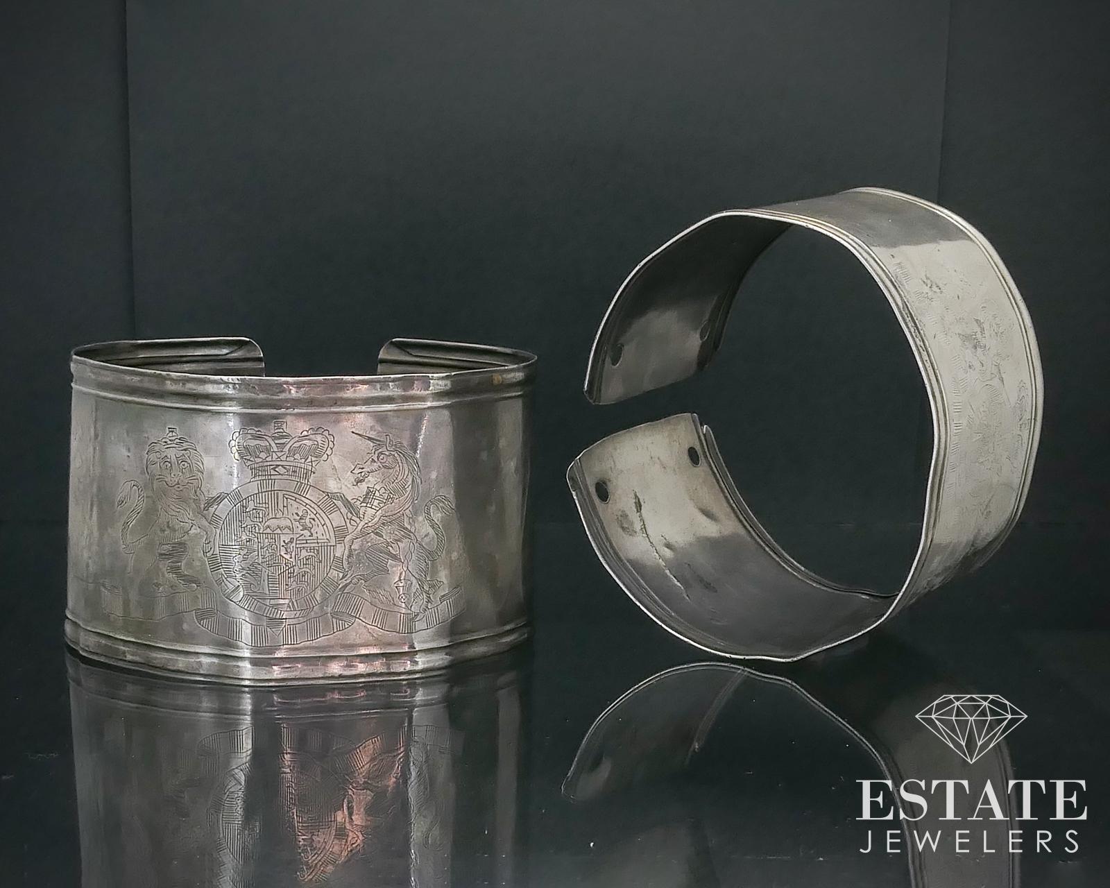 Rare collectible Native American arm bands made from sterling silver by the English Silversmith William Bateman. He is the grandson of the famed silversmith Hester Bateman. That family, and shop, made intricate and collectible silver pieces from the