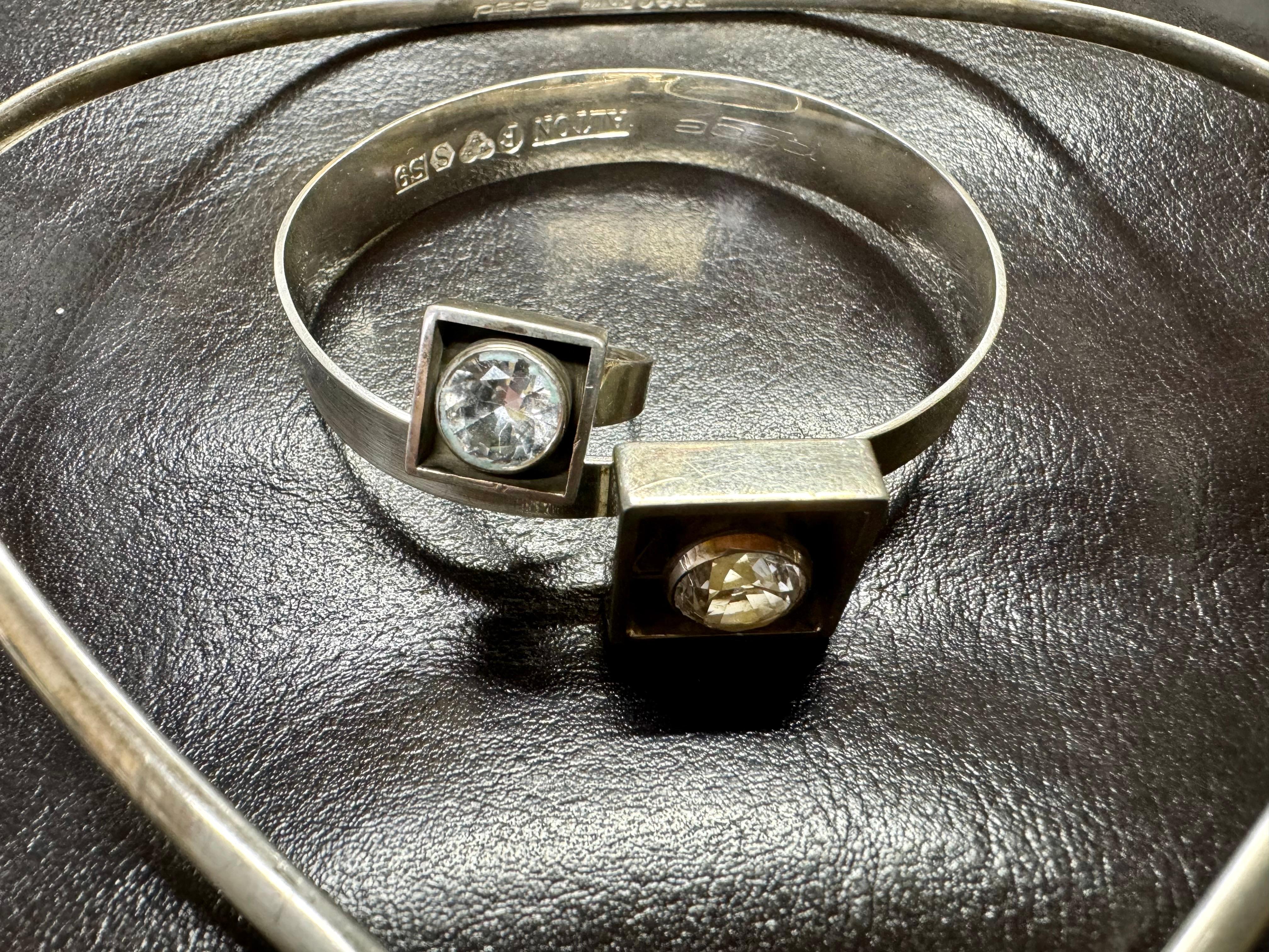 Sterling Necklace, Bracelet, Ring and Earring Rock Crystal Scandinavian Desing For Sale 1