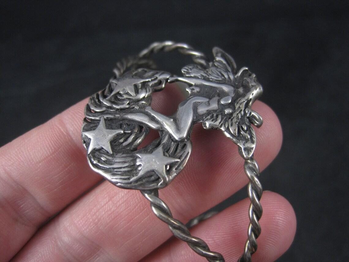 Sterling Nude Fairy Goddess Cuff Bracelet 6.25 Inches For Sale 2