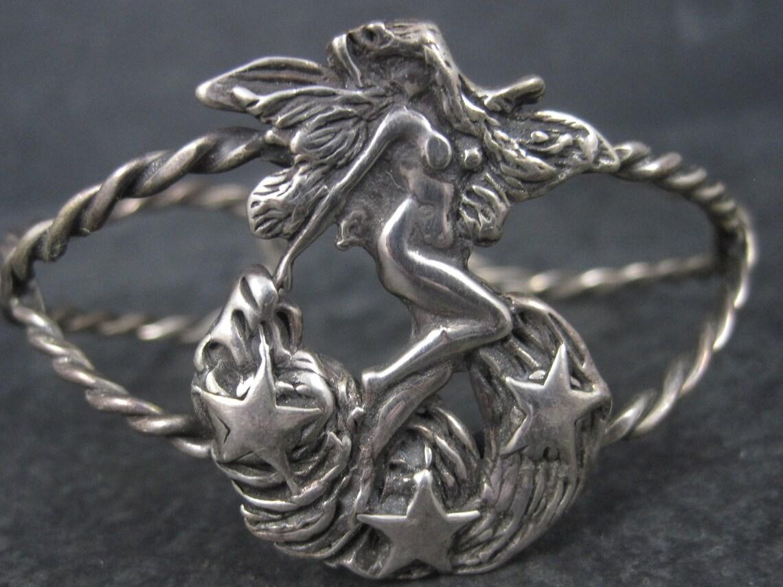 Sterling Nude Fairy Goddess Cuff Bracelet 6.25 Inches For Sale 4