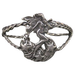 Sterling Nude Fairy Goddess Cuff Bracelet 6.25 Inches