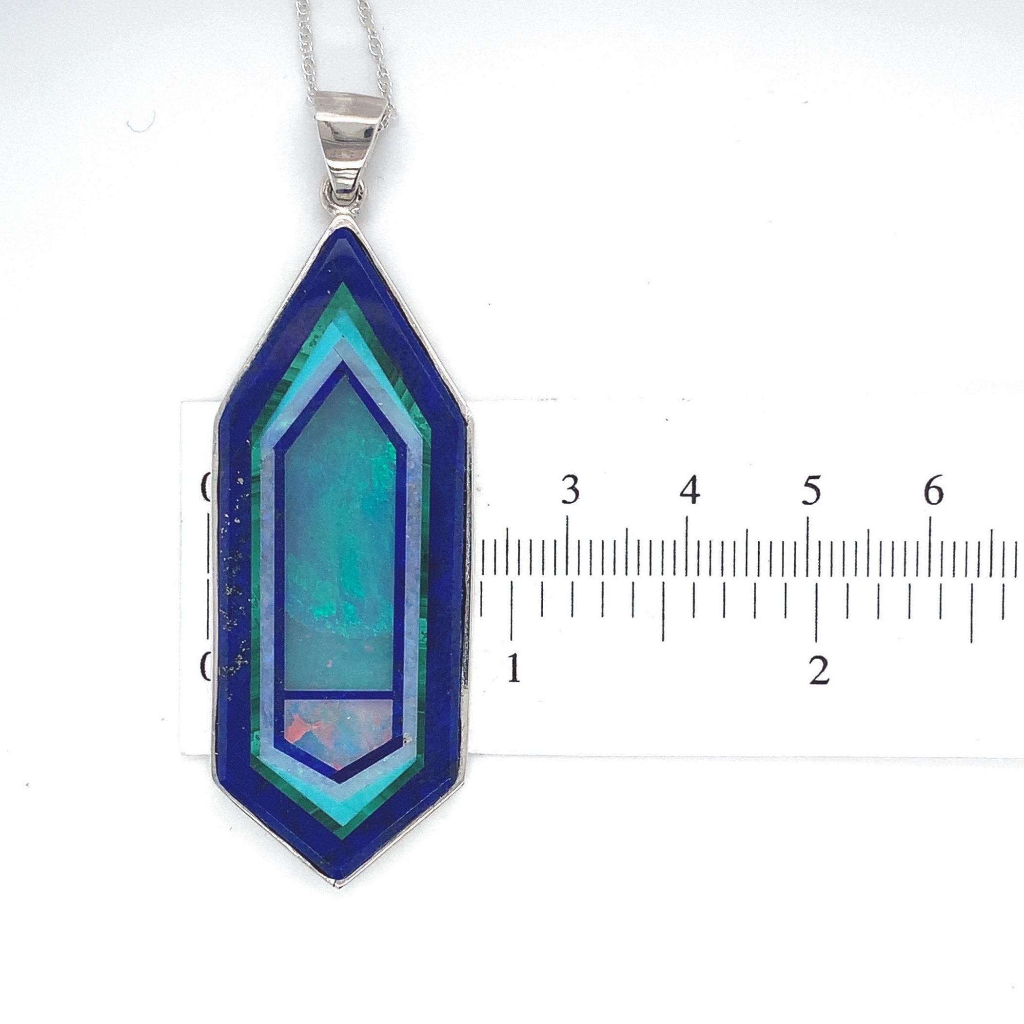 Contemporary Sterling Opal Intarsia Pendant by Kaufmann Lapis For Sale