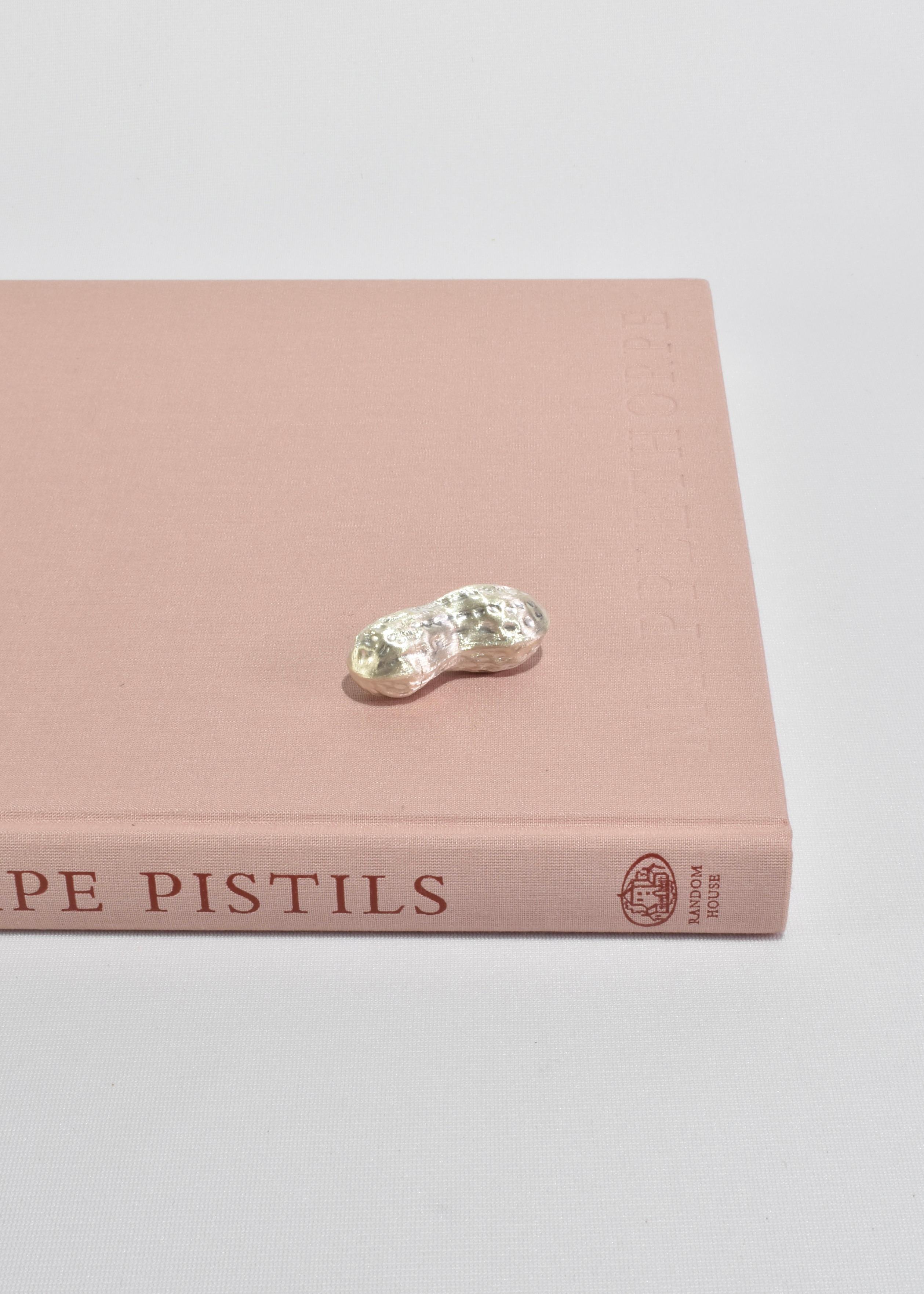 Hand-crafted sterling pill box in the shape of a peanut, stamped 950 Mex.