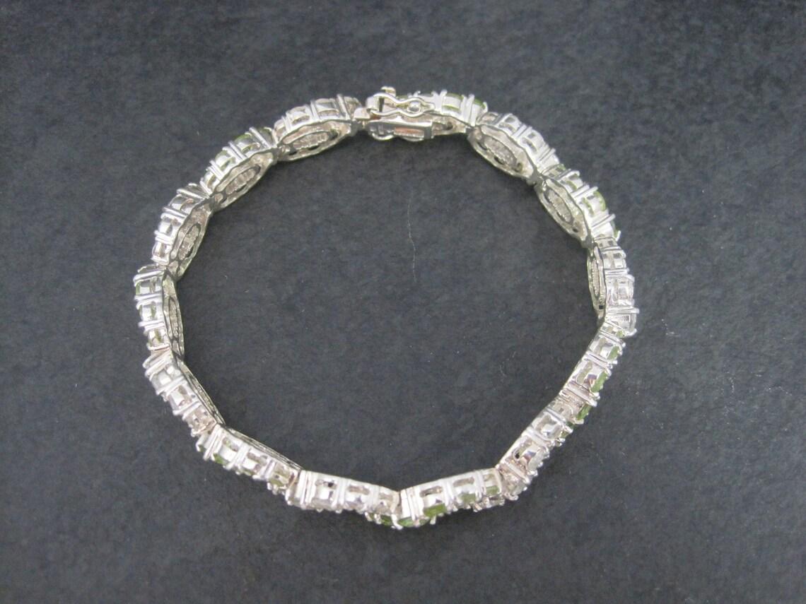 Sterling Peridot White Topaz Bracelet 7.25 Inches For Sale 4