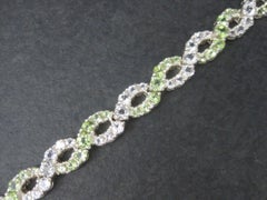 Sterling Peridot White Topaz Bracelet 7.25 Inches