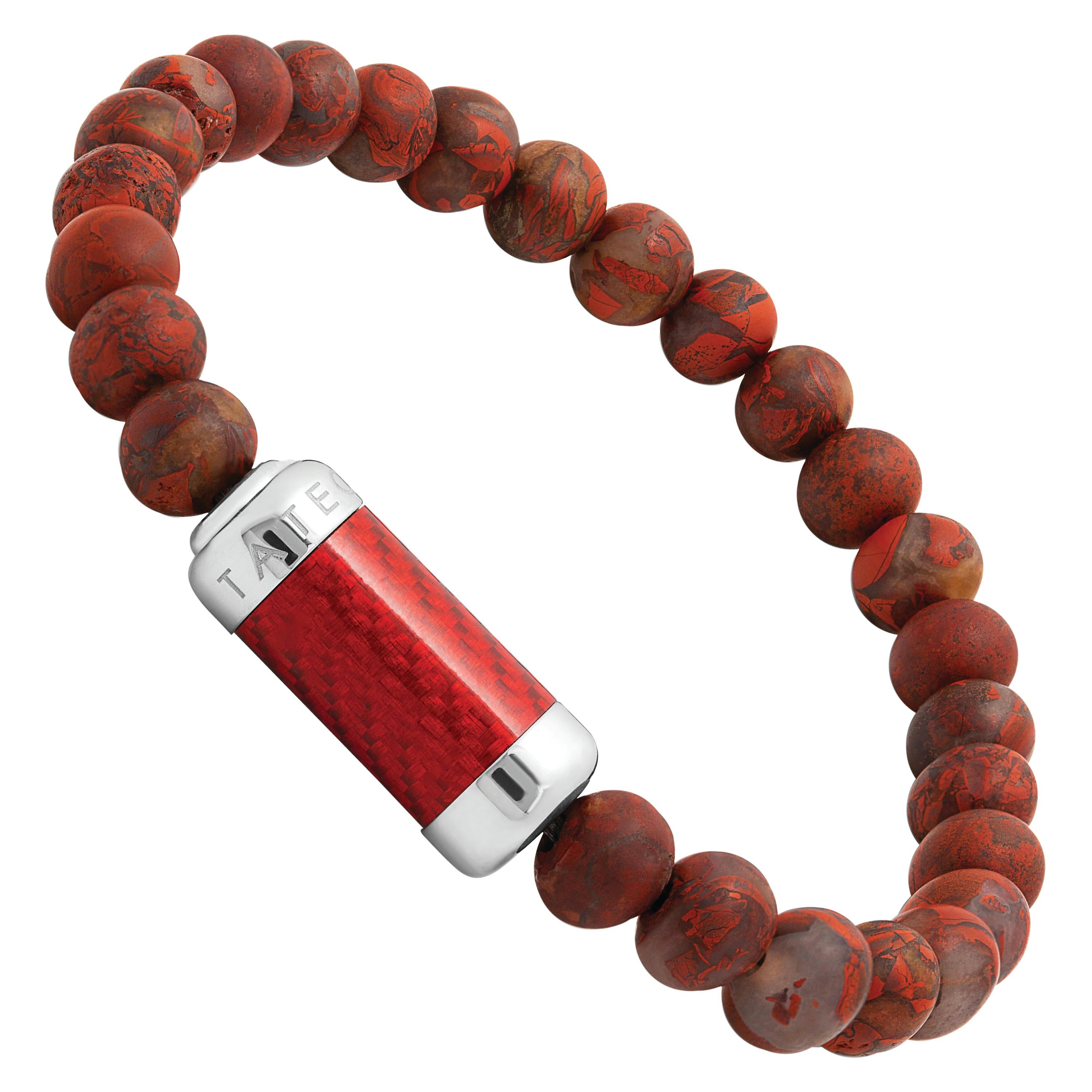 Sterling, Red Alutex, Semi Precious Rainbow Jasper Beaded Bracelet - Medium For Sale