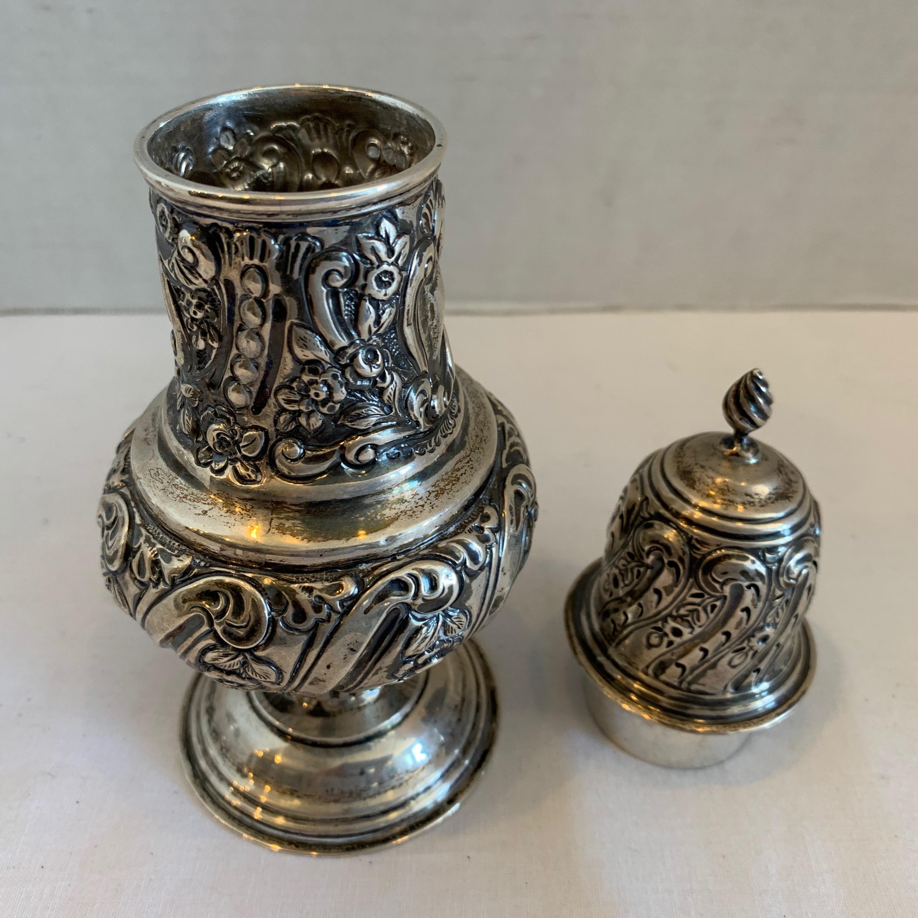 Sterling Repousse  Powdered Sugar Shaker For Sale 4