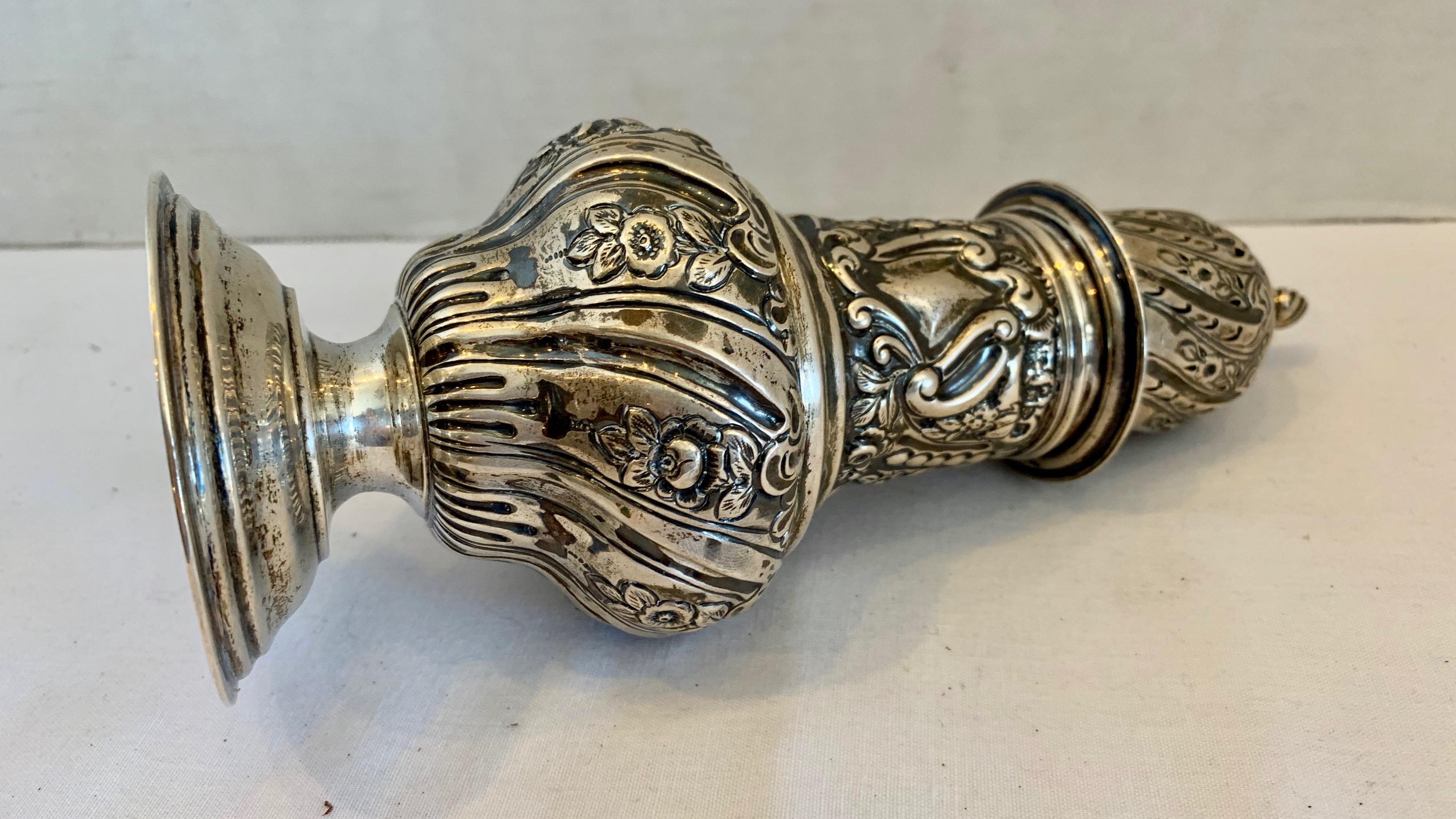 20th Century Sterling Repousse  Powdered Sugar Shaker For Sale