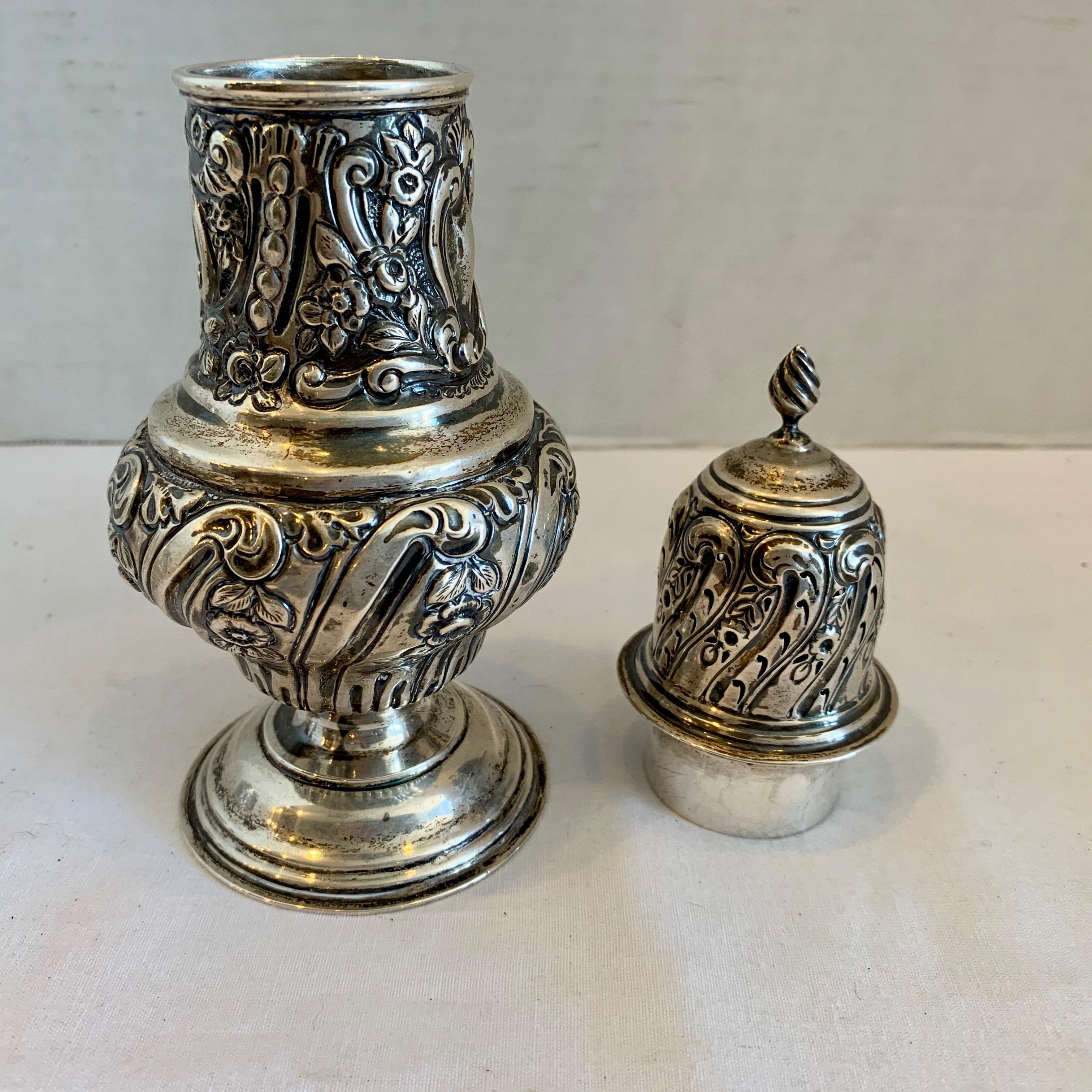 Sterling Repousse  Powdered Sugar Shaker For Sale 3