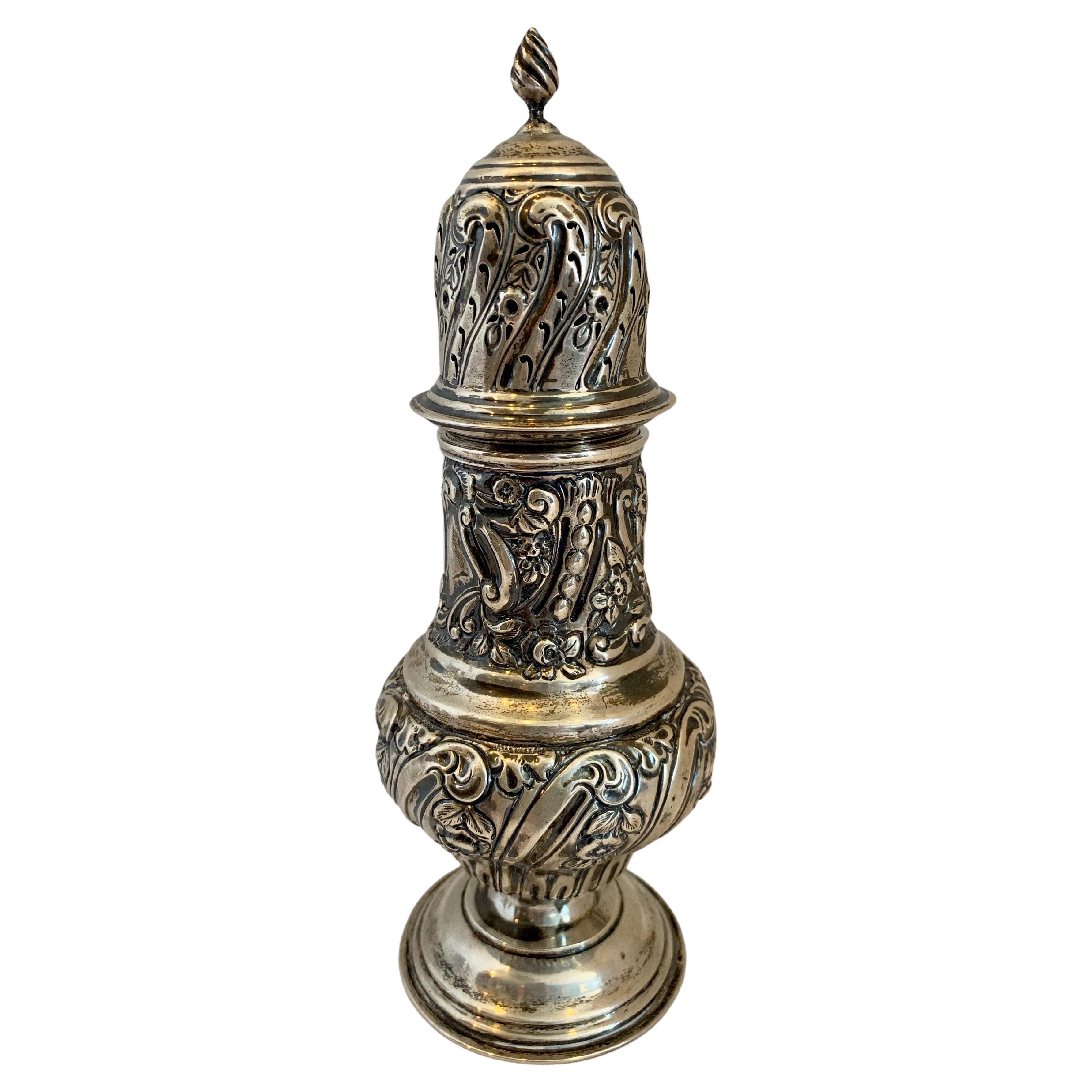 Sterling Repousse  Powdered Sugar Shaker For Sale