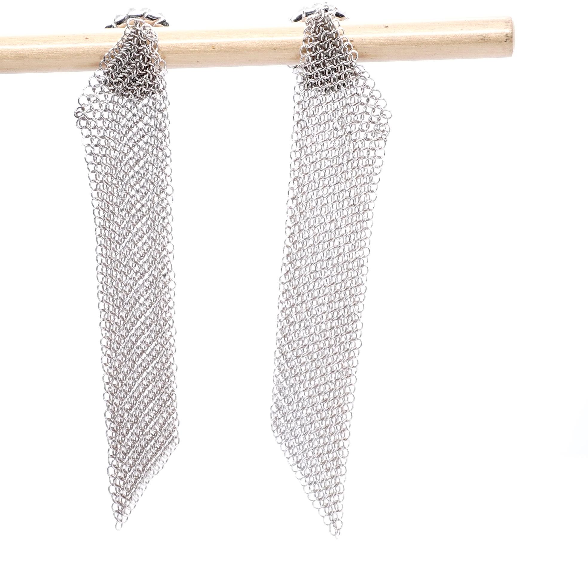 Sterling Rhodium Plate Fine Chainmaille Mesh Post Earrings by Ashley Childs 1