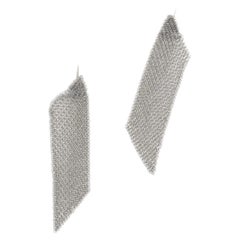 Sterling Rhodium Plate Fine Chainmaille Mesh Post Earrings by Ashley Childs