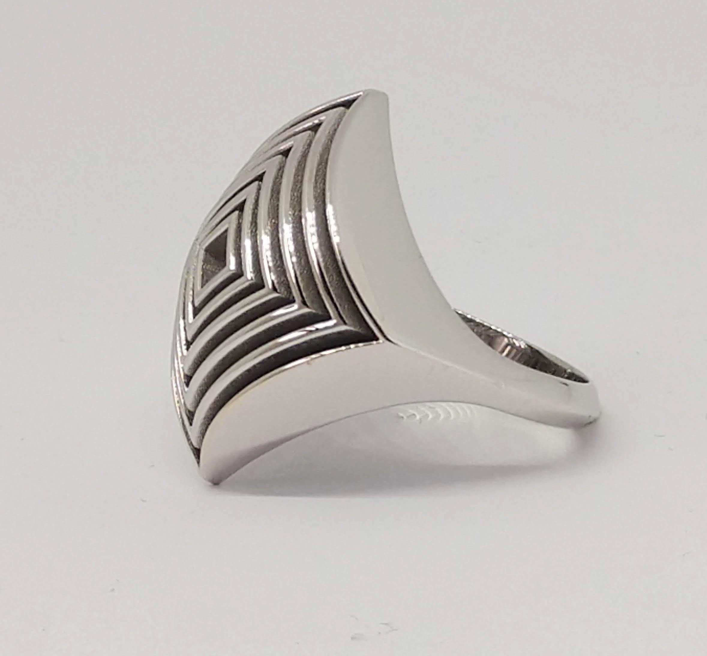 For Sale:  Sterling  Rhombus Rows Ring 4