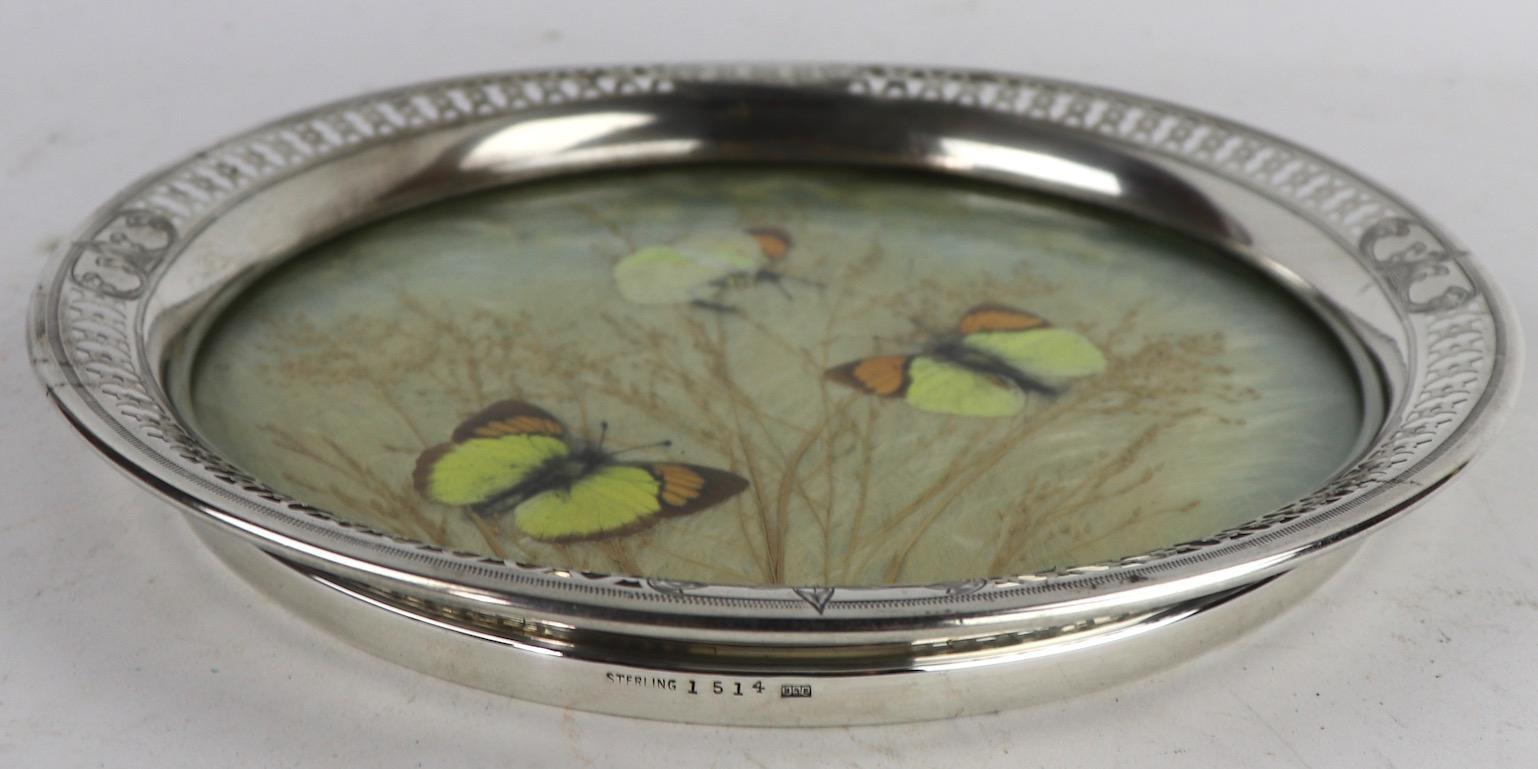 20th Century Sterling Rim Butterfly Tray
