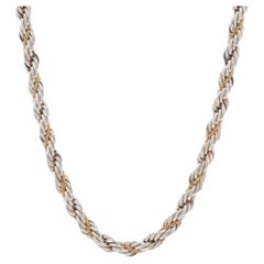 Collier en corde sterling et chaîne torsadée Prince and Wales 18" - 925 et or 14k