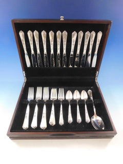 Sterling Rose by Wallace Sterling Silver Flatware Set for 12 Service 50 Pcs