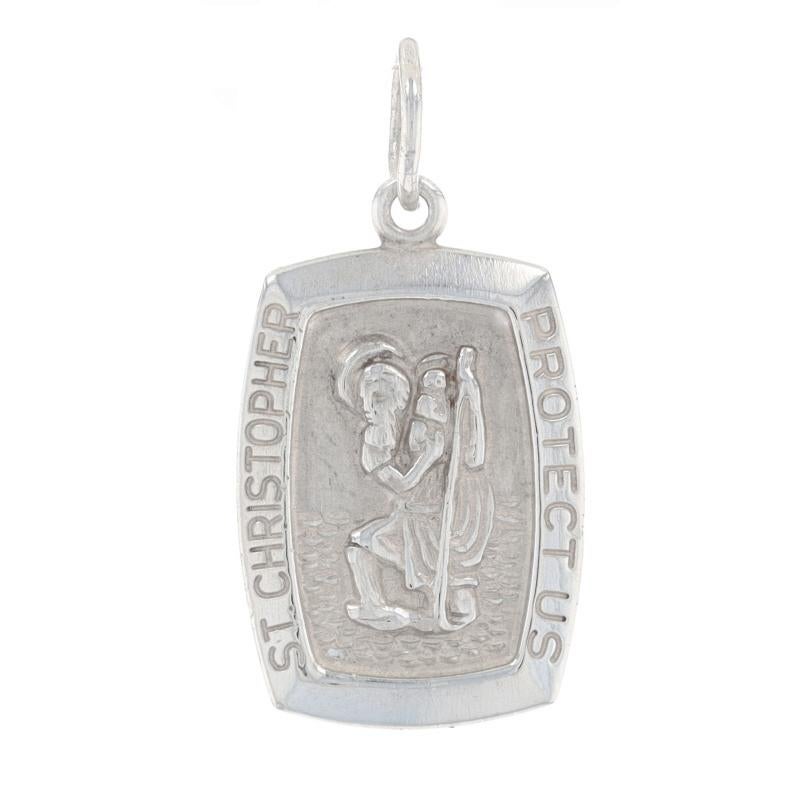 Brand: Beau

Metal Content: 925 Sterling Silver

Style: Faith Medal 
Theme: Saint Christopher, Protection

Measurements

Tall (from stationary bail): 27/32