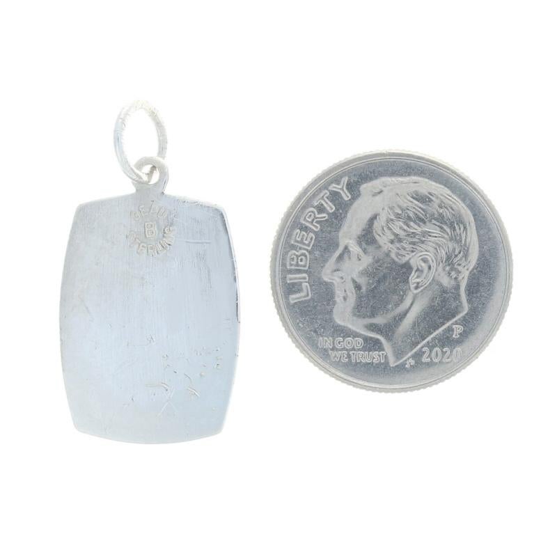 Women's or Men's Sterling Saint Christopher Faith Medal Pendant 925 Protection Rectangle Catholic For Sale