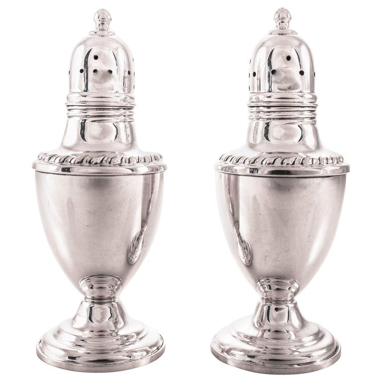 Sterling-silver salt and pepper shakers, 1946, offered by Raymond Sasson Silver