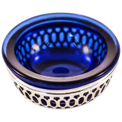 Sterling Salt Cellar with Cobalt Liner