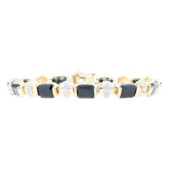 Sterling Sapphire 
Diamond Link Bracelet, 925 Gold Pltd Emerald 17.50ctw