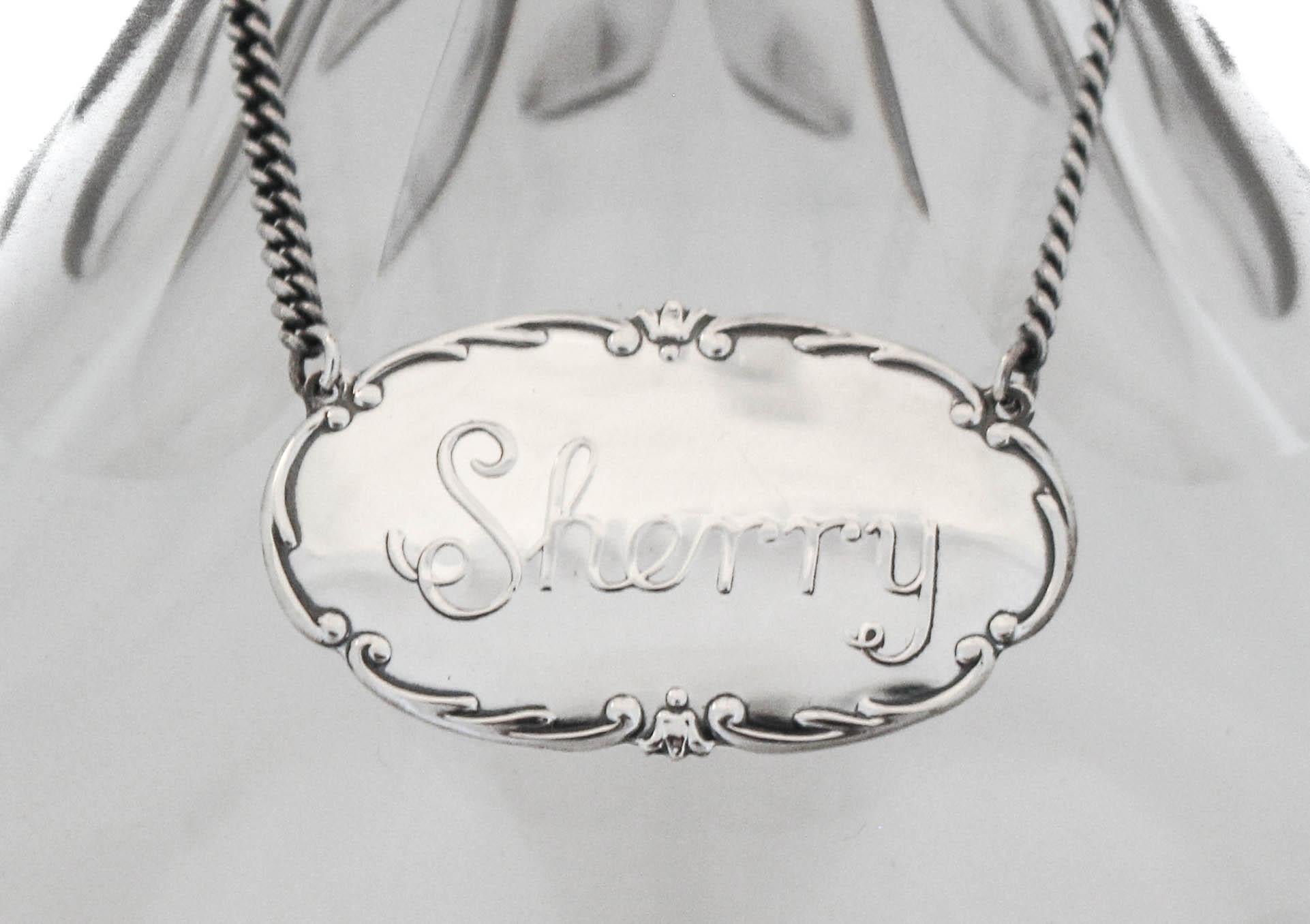 American Sterling “Sherry” Decanter Tag For Sale