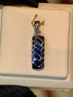 Sterling Silver 0.80ct Baguette Blue Sapphire Geometric Bar Pendant