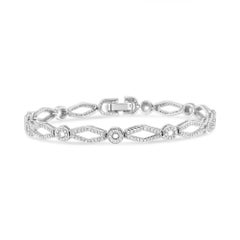 Sterling Silver 1 1/2 Carat Diamond Kite-Shaped Vintage Style Link Bracelet