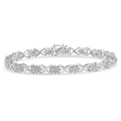 Bracelet à maillons en argent sterling avec diamants de 1 1/2 carat