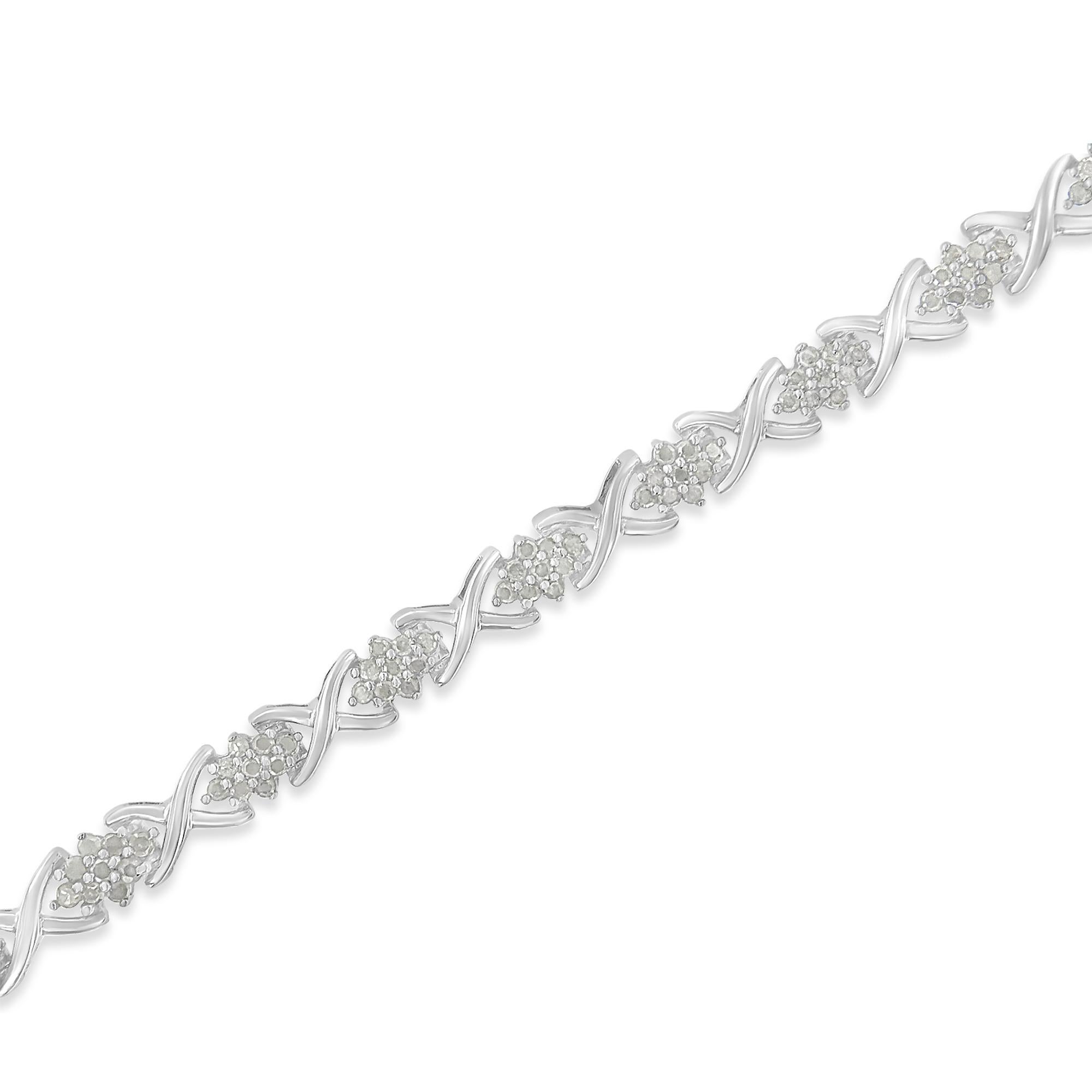 Bracciale A Link in argento sterling con diamanti da 1,5 carati In condizioni Nuovo in vendita a New York, NY