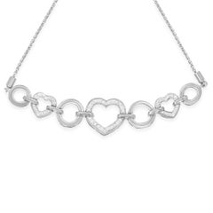 Bracelet Bolo ajustable en argent sterling avec lien en forme de cœur et diamants ronds de 1/10 carat