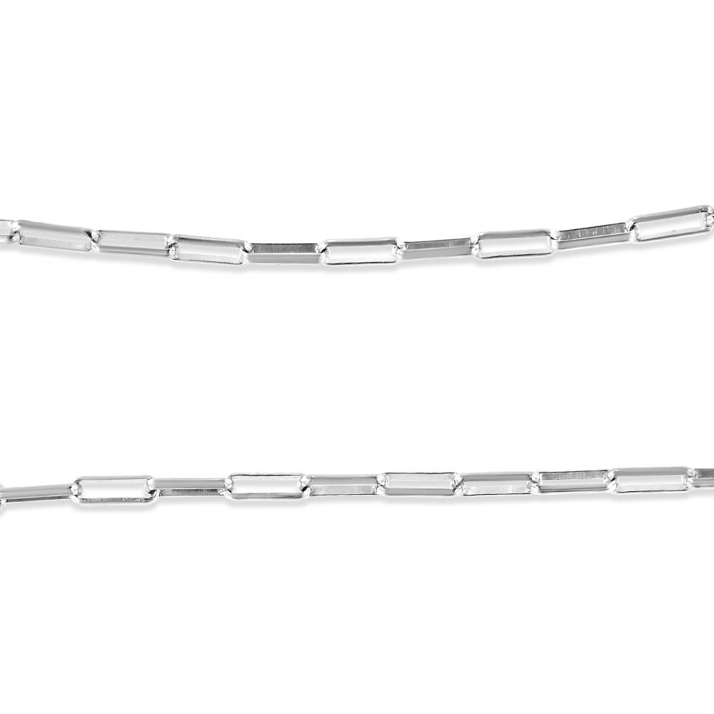 Sterling Silver 1/10 Carat Round Diamond Lock Pendant Paperclip Chin Necklace In New Condition For Sale In New York, NY