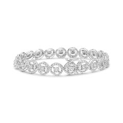 Sterling Silver 1/2 Carat Diamond Nested Circle Open Wheel Fashion Link Bracelet